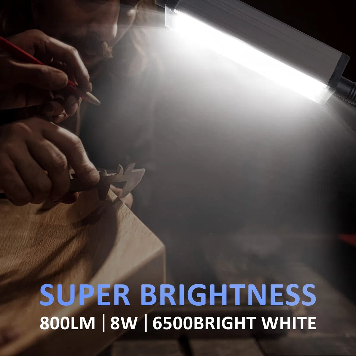 Luz de trabajo magnética LED, luz de máquina LED, 800 lúmenes, reflector de cuello de cisne flexible para torno industrial Banco de trabajo de la máquina