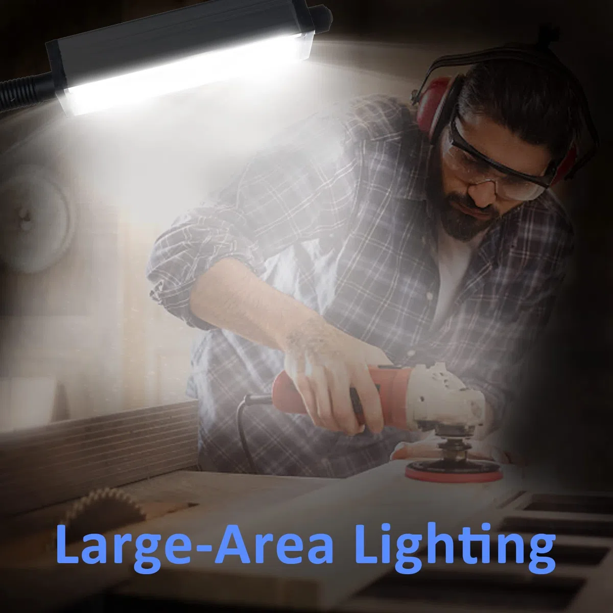 Luz de trabajo magnética LED, luz de máquina LED, 800 lúmenes, reflector de cuello de cisne flexible para torno industrial Banco de trabajo de la máquina