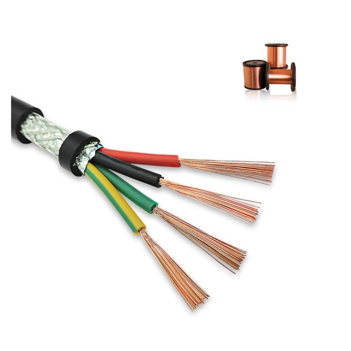 Cable de señal control blindado RVVP 50M, alambre cobre PVC 2-8 núcleos
