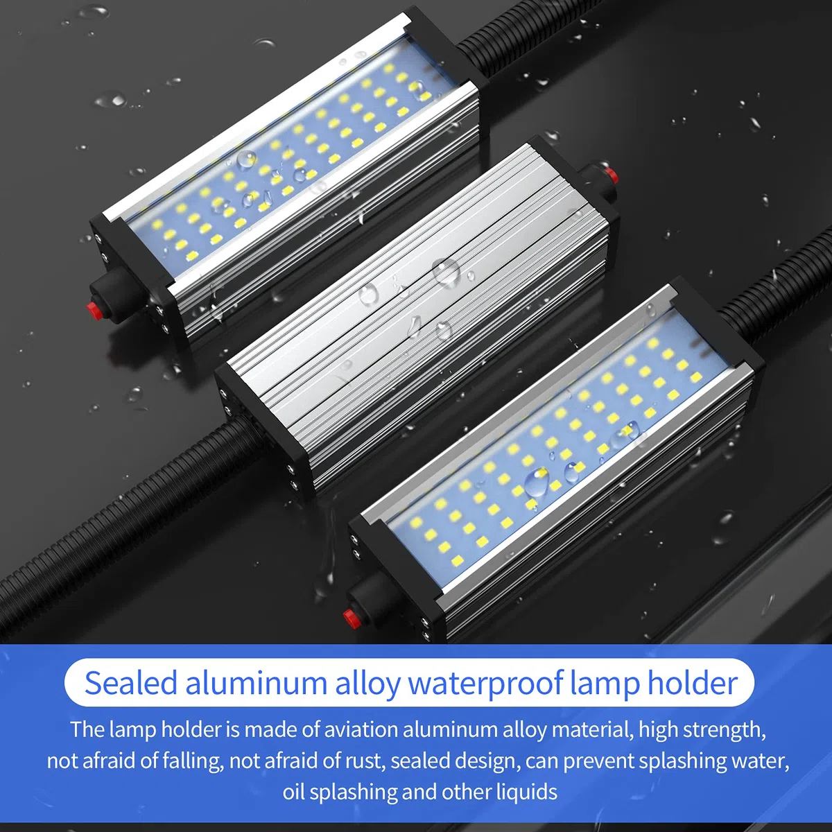 Luz de trabajo magnética LED, luz de máquina LED, 800 lúmenes, reflector de cuello de cisne flexible para torno industrial Banco de trabajo de la máquina