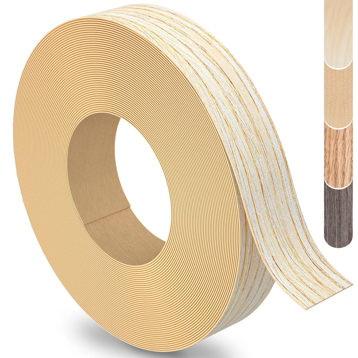 Cinta de borde de roble, rollo de 1 pulgada x 500 pies de banda de borde de chapa, cinta de madera real flexible prepegada para reparación de gabinetes y restauración de muebles