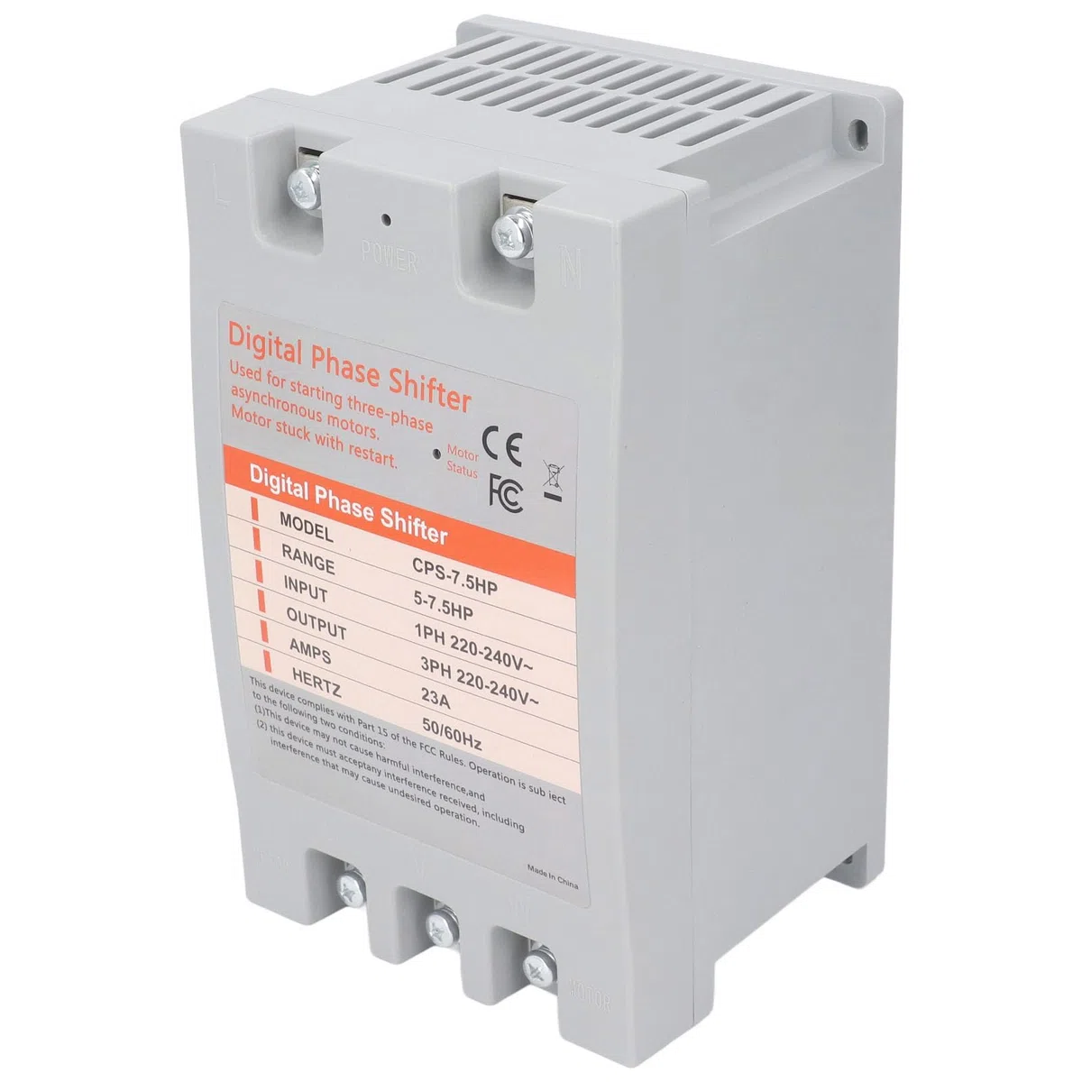 Convertidor Monofásico a Trifásico ABS Convertidor de Fase Digital de 7,5 Caballos de Fuerza 220-240 VCA para Uso Residencial y Comercial