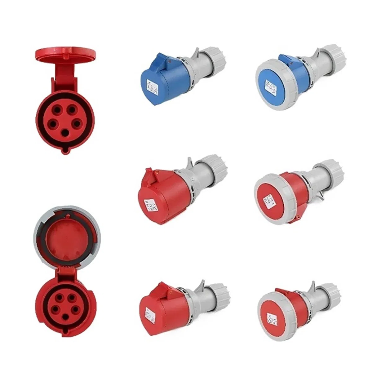 Enchufe y Toma Industrial de 16/32 A, Conector eléctrico 3 Pines, 4 5, IP67, for Montaje en Pared, Macho Hembra(16A Connector,50 PCS-4P IP67)