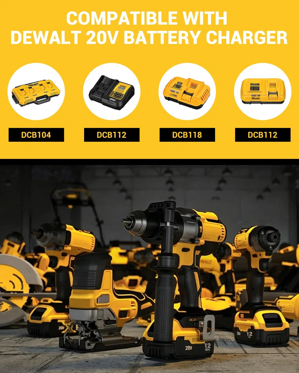 SANIU Paquete de 4 baterías de repuesto de 8.0 Ah para DeWalt 20 V MAX compatible con herramientas eléctricas inalámbricas Dewalt de 20 voltios, iones de litio DCB200 DCB208 DCB207 DCB206 DCB204