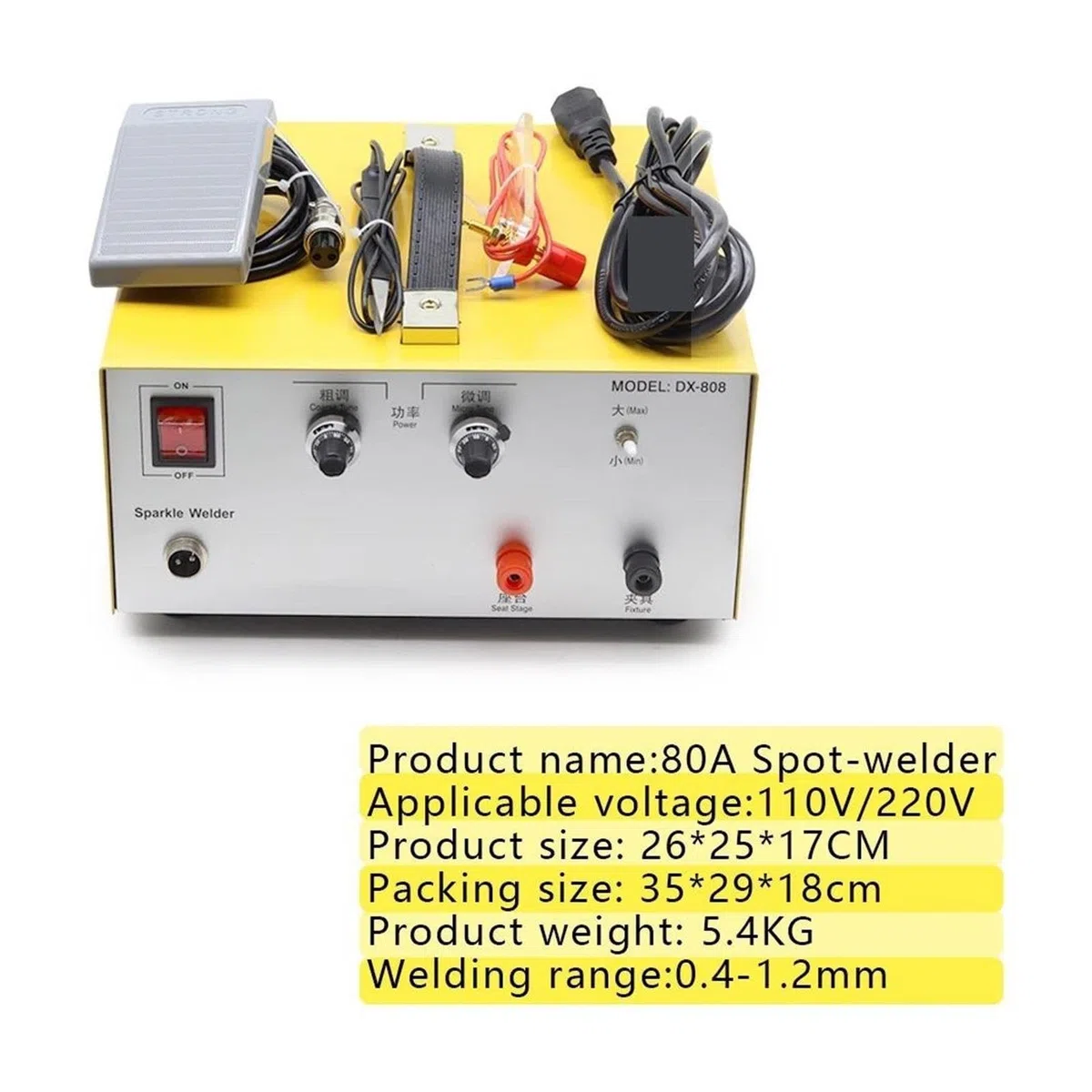 Para principiantes uso de bricolaje. DX-808 80A soldadura en punto de pulso portátil soldador por puntos oro plata platino máquina de soldadura para joyería Para principiantes (DIY)