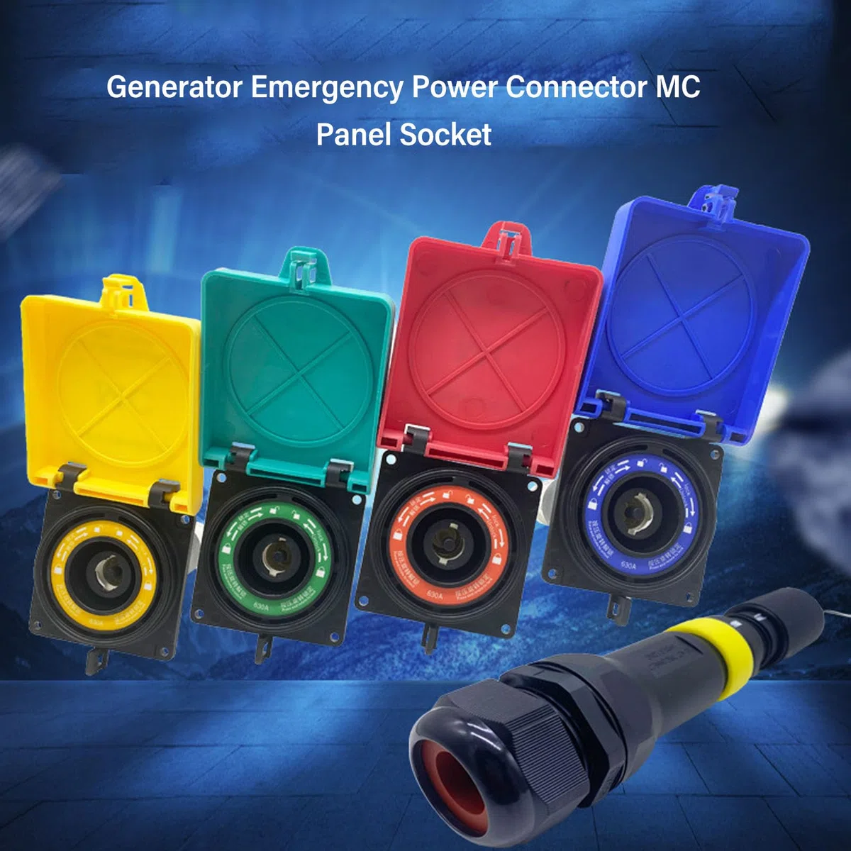 Aramox Conector de Alimentación Industrial PA Cobre Plata Conector de Cable de Aviación 630A CA 1500V IP67 bajo para Maquinaria de Construcción de Energía de Respaldo de Aparamenta