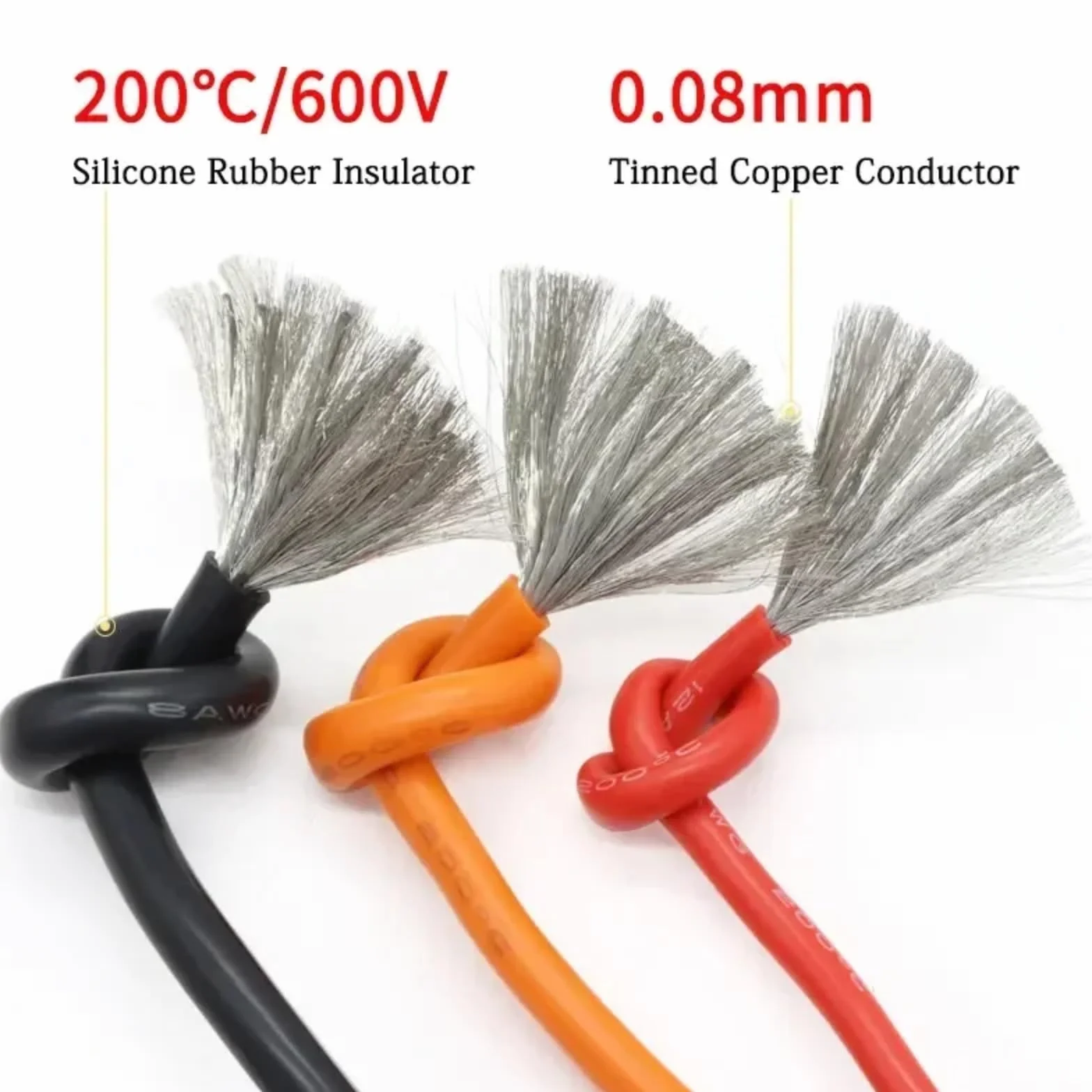 Cables eléctricos 1/5/10 m 30 28 26 24 22 20 18 16 14 12 10 8 6AWG (amarillo; 5 metros; 12 AWG)