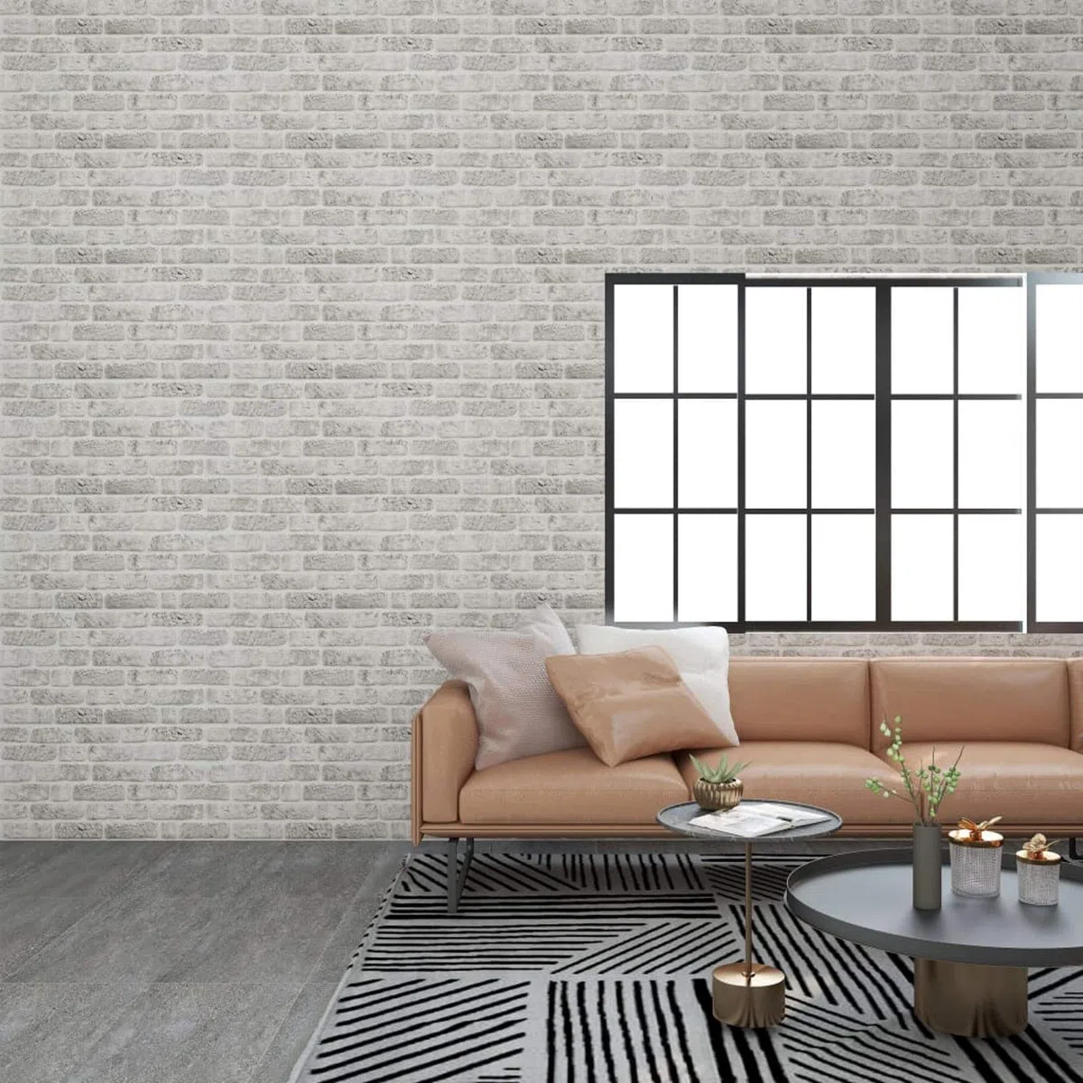 Homgoday Paneles de Pared 3D 10 uds EPS diseño de ladrillo Gris Claro Paneles de Pared de Ladrillo, Papel Tapiz de Ladrillo 3D Paneles Decorativos para Pared